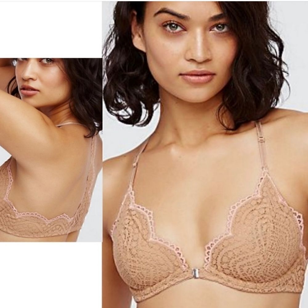 Free People Lace Bra w/ Underwire in nude/pink 32A NWT